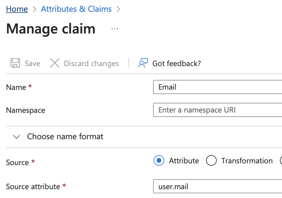 Microsoft Azure, attributs et revendications, gérer les revendications