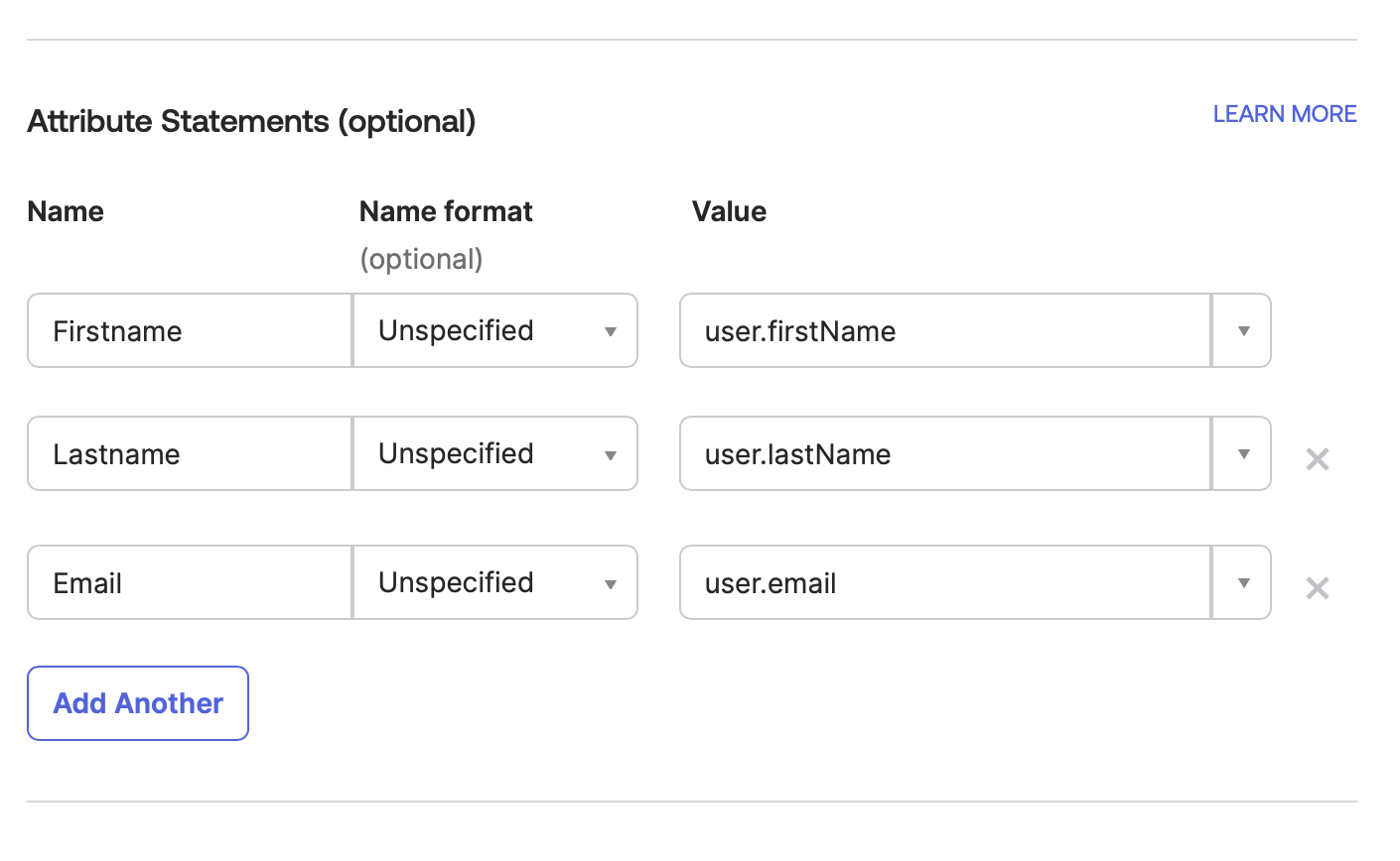 Okta, déclarations d'attributs d'intégration SAML