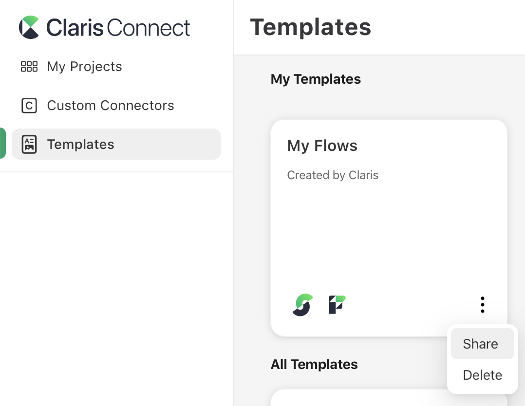 My Templates、Share