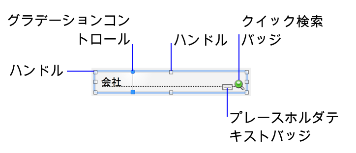 バッジ、コントロール、およびその他の視覚的インジケータが示されたフィールド