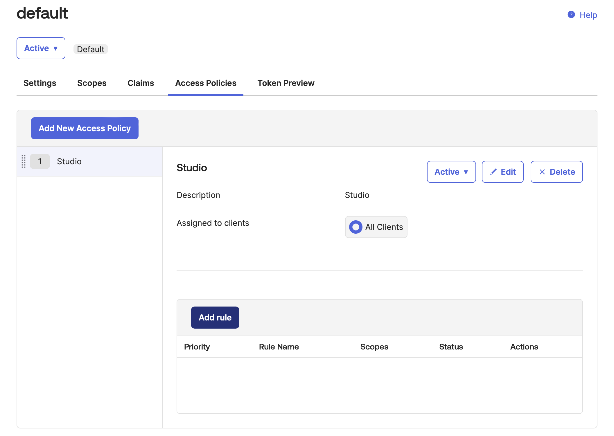 Okta、アクセスポリシー、ルールを追加