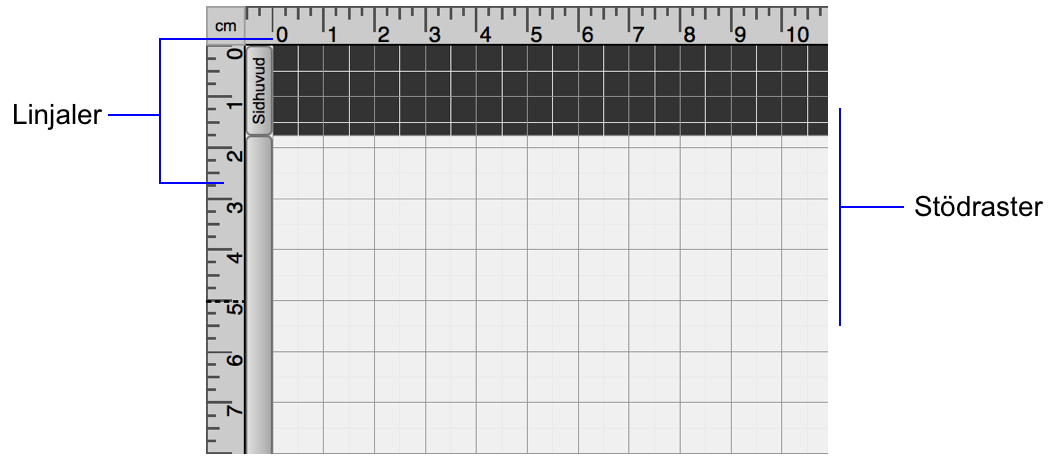 Tom layout med linjaler och stödraster